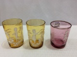 Lot of 3 Mary Gregory Tumblers Including