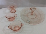 Lot of 4 Pink Depression Pieces Including