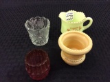 Lot of 4 Including Souvenir Custard Glass Cream