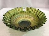 Carnival Glass Pleated Edge Bowl