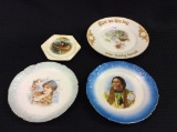 Lot of 4 Various Plates Including Indian Design,
