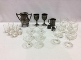 Lot of 26 Glass & Silver Pieces Including
