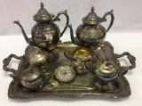 Lg. Silverplate Tray w/ Coffee Service Set