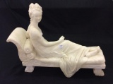 Very Lg. Heavy Alabaster Statue of Lady on