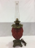 Metal Base Red Puffy Electrified Lamp