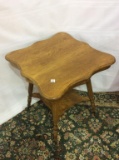 Square Oak Lamp Table w/ Glass Ball Claw Feet
