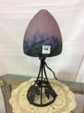 Sm. Metal Base Lamp w/ Art Glass