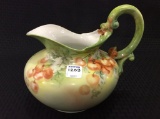 T&V Limoge France Fruit Painted Handled Pitcher