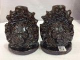 Pair of Vintage Rockingham Pottery Bookends