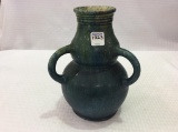Unusual Three Handled Vase w/ Blue Green