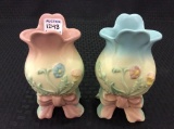 Lot of 2 Hull Art Pottery Bow Knot Vases