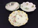 Lot of 3 Floral Decorated RS Prussia Bowls
