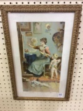 Antique Framed Print-Artist & Cupid