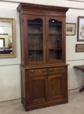 Very Nice Two Piece Oak Glass Door Kitchen