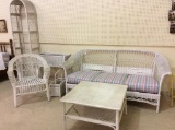 6 Piece White Wicker Set Including