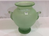 Lg. Heavy Glass Green Glass Vase