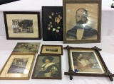 Lot of 8 Including Various Old Framed Prints-