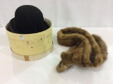 Hat Box w/ Men's Hat Size 6 7/8, 4 Ladies