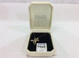 Ladies 10K Diamond Dragonfly Pendant