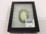 Ladies Sterling Silver Cameo Native American