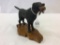 Wood Carved Black Lab Dog w/ Mallard