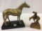 Lot of 2 Including Brass Horse Statue on Marble