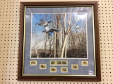 Framed Tight Quarters Duck Print & Stamps by David