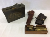 Group w/ Metal Ammo Box, 2-Leather Gun