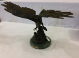 Lg. Bronze Eagle Statue w/ Marble Base-