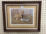 Sm. Framed Print of Yellow Lab Puppies
