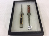 Lot of 2 Push Button Knives-One Marked