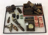 Group of Various Old Spark Plugs, Wrench,