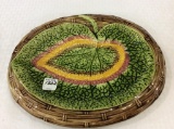 Lg. Majolica Leaf & Basketweave Design Platter
