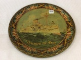 Decorated Tin Plate-Remember the Maine by