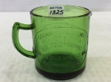 Dark Green Glass Adv. Measuring PItcher