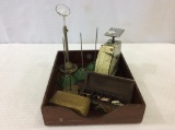 Vintage Letter Tray w/ Old Hanson Mail Scale,