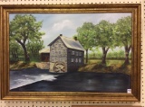 Very Nice Framed Painting of Gristmill-
