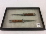 Lot of 2 Stainless #440 Push Button Knives