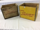 Lot of 2 Adv. Wood Boxes-Drink Squirt