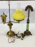Lot of 2 Lamps Including Green Marble Lamp Base