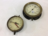 Lot of 2 Vintage Round Meters-One Marked