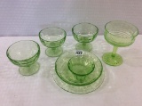 Lot of 7 Green Depression Pieces