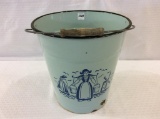 Blue Porcelain Holland Decorated Bucket