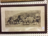 Antique Framed Horse Print-The Horse Fair