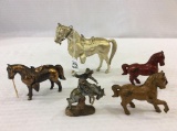 Group of 5 Various Metal & Iron Horses