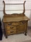 Oak Curved Front Commode w/ Towel Bar