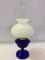 Cobalt Blue Glass Aladdin Kerosene Lamp Base