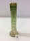 Tall Green Moser Vase w/ Crimped Gold Top