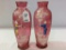 Matched Pair of Cranberry Moser Vases w/