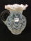 White Opalescent Ruffled Edge Pitcher